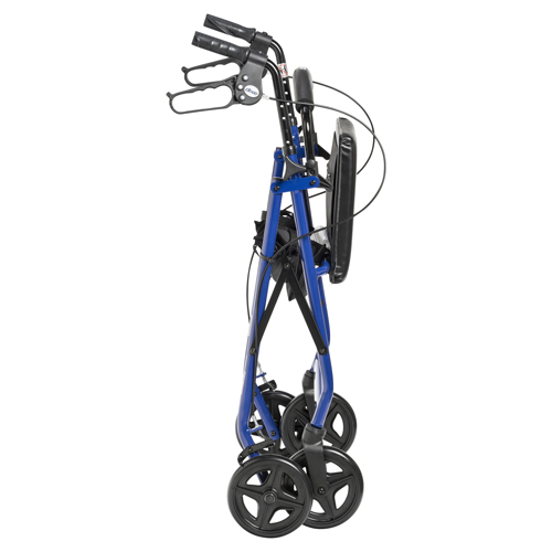 DRVR728BL - Drive Medical - Aluminum Rollator Rolling Walker with Fold Up and Removable Back Support and Padded Seat, Blue