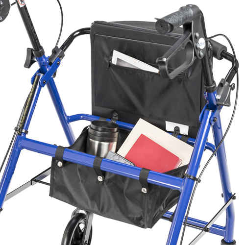 DRVR728BL - Drive Medical - Aluminum Rollator Rolling Walker with Fold Up and Removable Back Support and Padded Seat, Blue