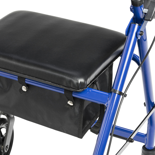 DRVR728BL - Drive Medical - Aluminum Rollator Rolling Walker with Fold Up and Removable Back Support and Padded Seat, Blue