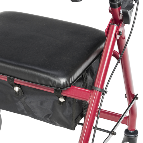 DRVR728RD - Drive Medical - Aluminum Rollator Rolling Walker with Fold Up and Removable Back Support and Padded Seat, Red