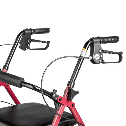 DRVR728RD - Drive Medical - Aluminum Rollator Rolling Walker with Fold Up and Removable Back Support and Padded Seat, Red