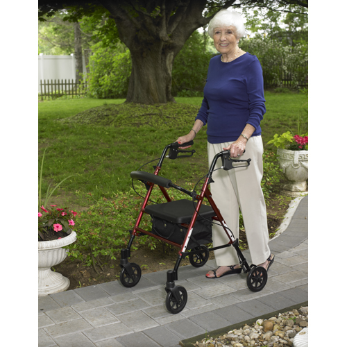 DRVRTL10261RD - Drive Medical - Adjustable Height Rollator Rolling Walker with 6" Wheels, Red