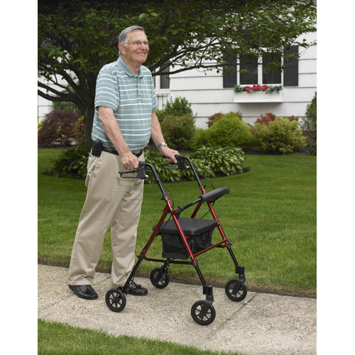 DRVRTL10261RD - Drive Medical - Adjustable Height Rollator Rolling Walker with 6" Wheels, Red