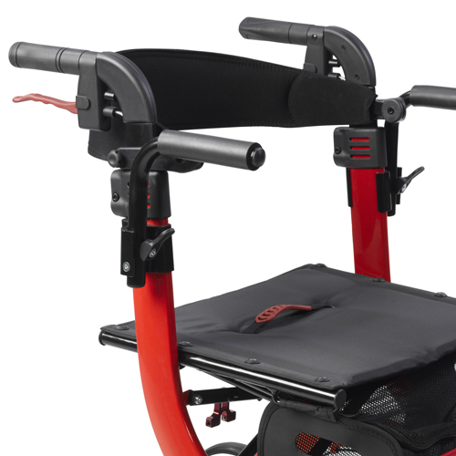 DRVRTL10266DT - Drive Medical - Nitro Duet Dual Function Transport Wheelchair and Rollator Rolling Walker, Red