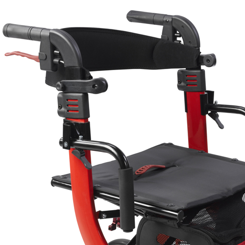 DRVRTL10266DT - Drive Medical - Nitro Duet Dual Function Transport Wheelchair and Rollator Rolling Walker, Red