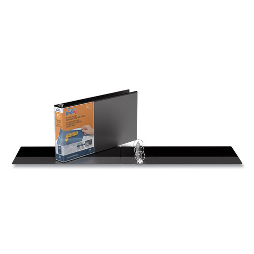 DVS95021L - Stride Writing - QuickFit Landscape Spreadsheet Round Ring View Binder, 3 Rings, 1.5&quot; Capacity, 14 x 8.5, Black