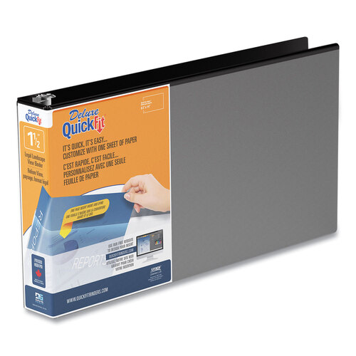 DVS95021L - Stride Writing - QuickFit Landscape Spreadsheet Round Ring View Binder, 3 Rings, 1.5&quot; Capacity, 14 x 8.5, Black