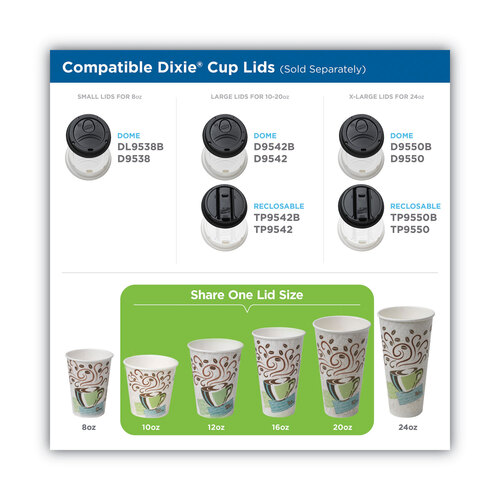 DXE5310COMBO600 - Dixie - PerfecTouch Paper Hot Cups and Lids Combo, 10 oz, Multicolor, 50 Cups/Lids/Pack
