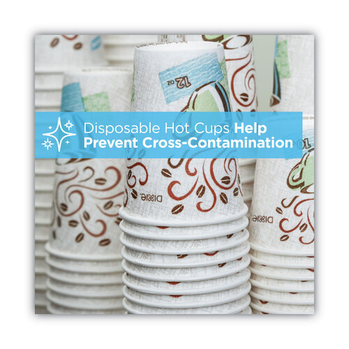 DXE5310COMBO600 - Dixie - PerfecTouch Paper Hot Cups and Lids Combo, 10 oz, Multicolor, 50 Cups/Lids/Pack