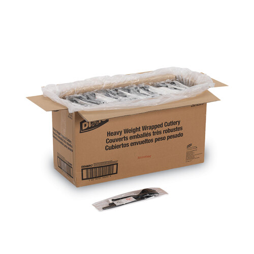 DXECH56NSPC7 - Dixie - Wrapped Tableware/Napkin Packets, Fork/Knife/Spoon/Napkin, Black, 250/Carton