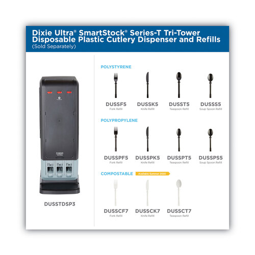 DXEDUSSCF7 - Dixie - SmartStock Tri-Tower Dispensing System Cutlery, Fork, Natural, 40/Pack, 24 Packs/Carton