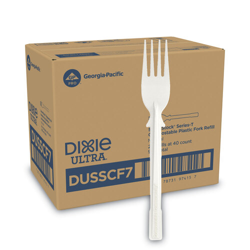DXEDUSSCF7 - Dixie - SmartStock Tri-Tower Dispensing System Cutlery, Fork, Natural, 40/Pack, 24 Packs/Carton