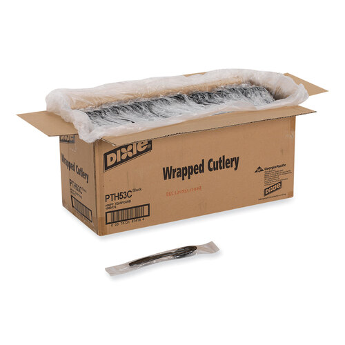 DXEPTH53C - Dixie - Individually Wrapped Heavyweight Teaspoons, Polypropylene, Black, 1,000/Carton