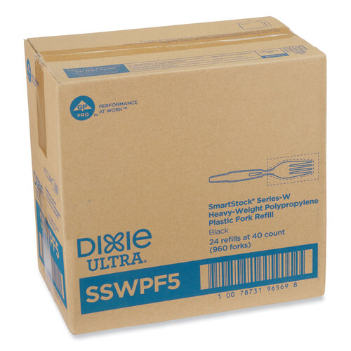 DXESSWPF5 - Dixie - SmartStock Wrapped Heavy-Weight Cutlery Refill, Fork, Black, 960/Carton