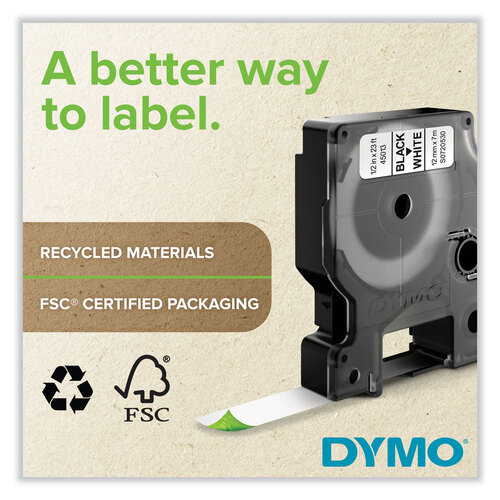 DYM45019 - Dymo - D1 High-Performance Polyester Removable Label Tape, 0.5&quot; x 23 ft, Black on Green