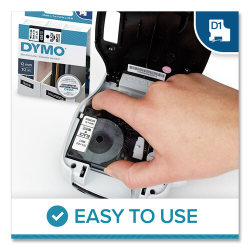 DYM45020 - Dymo - D1 High-Performance Polyester Removable Label Tape, 0.5&quot; x 23 ft, White on Clear