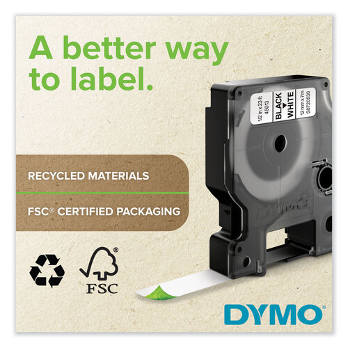 DYM45020 - Dymo - D1 High-Performance Polyester Removable Label Tape, 0.5&quot; x 23 ft, White on Clear