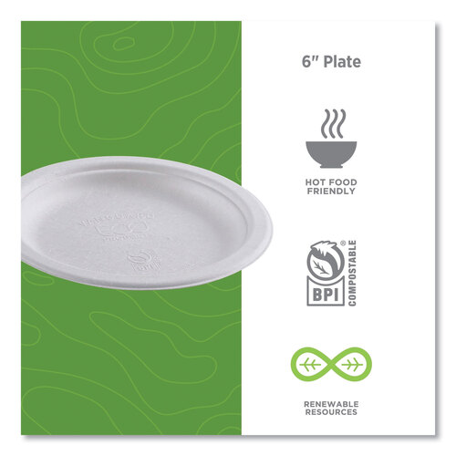 ECOEPP016NFA - Eco-Products - Vanguard Renewable and Compostable Sugarcane Plates, 6&quot; dia, White, 1,000/Carton