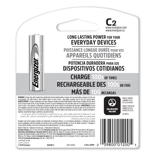 EVENH35BP2 - Energizer - NiMH Rechargeable C Batteries, 1.2 V, 2/Pack