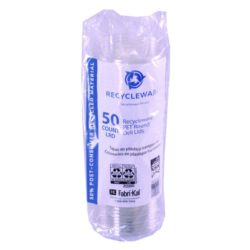 FABLRD - FABRI-KAL - Recycleware Round Deli Container Lids, Flat Plug Fit, Clear, Plastic, 500/Carton