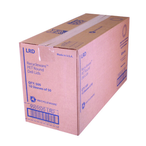 FABLRD - FABRI-KAL - Recycleware Round Deli Container Lids, Flat Plug Fit, Clear, Plastic, 500/Carton