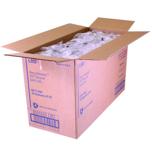 FABLRD - FABRI-KAL - Recycleware Round Deli Container Lids, Flat Plug Fit, Clear, Plastic, 500/Carton