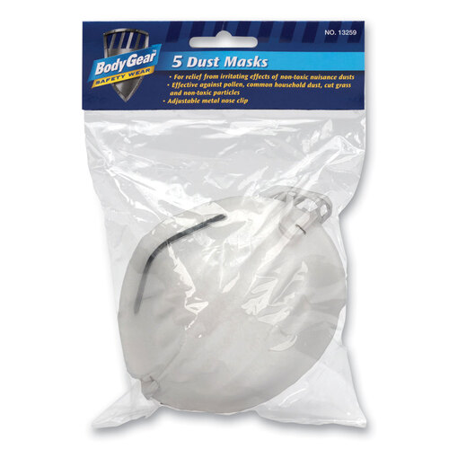 BodyGear - Comfort Dust Masks, 5/Pack, Sold as 1 PK