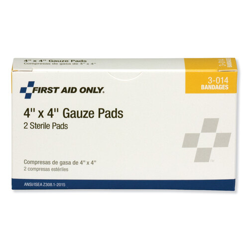 FAO3014 - First Aid Only - Gauze Pads, 4&quot; x 4&quot;, 2/Box