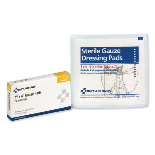 FAO3014 - First Aid Only - Gauze Pads, 4&quot; x 4&quot;, 2/Box