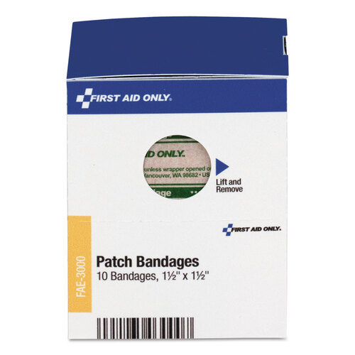 FAOFAE3000 - First Aid Only - Patch Bandages, 1-1/2" x 1-1/2", SmartCompliance Refill, 10 Bandages/Box