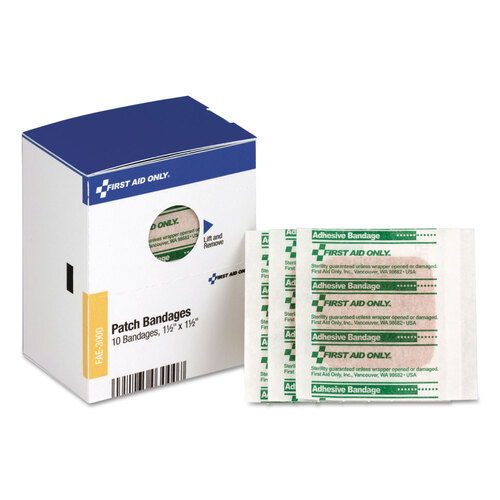 FAOFAE3000 - First Aid Only - Patch Bandages, 1-1/2" x 1-1/2", SmartCompliance Refill, 10 Bandages/Box