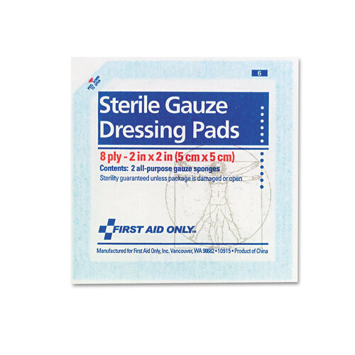 FAOFAE5000 - First Aid Only - Gauze Pads, 2" x 2", 5/Pack