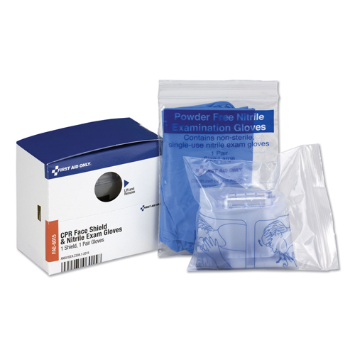 FAOFAE6015 - First Aid Only - SmartCompliance Rescue Breather Face Shield with 2 Nitrile Exam Gloves