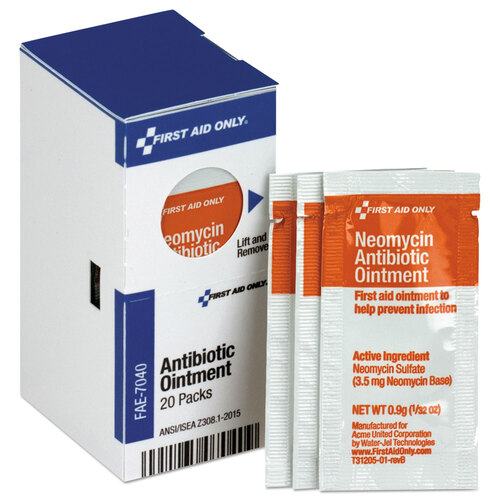 FAOFAE7040 - First Aid Only - Refill for SmartCompliance General Cabinet, Antibiotic Ointment, 0.9g Packet, 20/Box