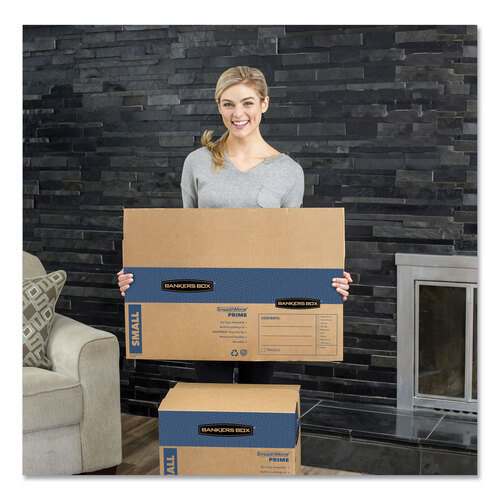 FEL0062701 - Fellowes - SmoothMove Prime Moving/Storage Boxes, Hinged Lid, Regular Slotted Container, Small, 12&quot; x 16&quot; x 12&quot;, Brown/Blue, 10/Carton