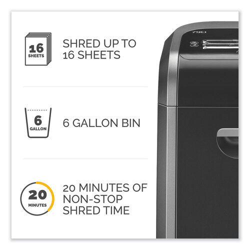 FEL3227901 - Fellowes - Powershred 79Ci 100% Jam Proof Cross-Cut Shredder, 16 Manual Sheet Capacity