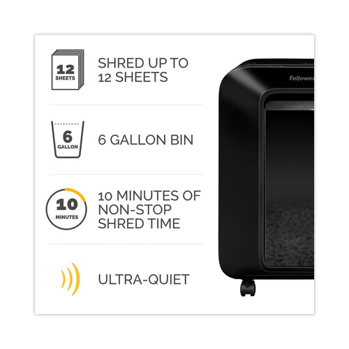 FEL5015001 - Fellowes - Powershred LX200 Micro-Cut Shredder, 12 Manual Sheet Capacity, Black