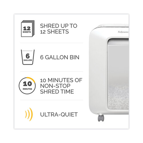 FEL5015101 - Fellowes - Powershred LX200 Micro-Cut Shredder, 12 Manual Sheet Capacity, White