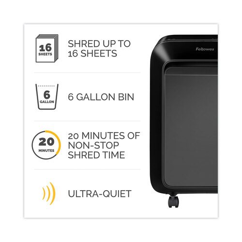 FEL5015201 - Fellowes - Powershred LX210 Micro-Cut Shredder, 16 Manual Sheet Capacity, Black