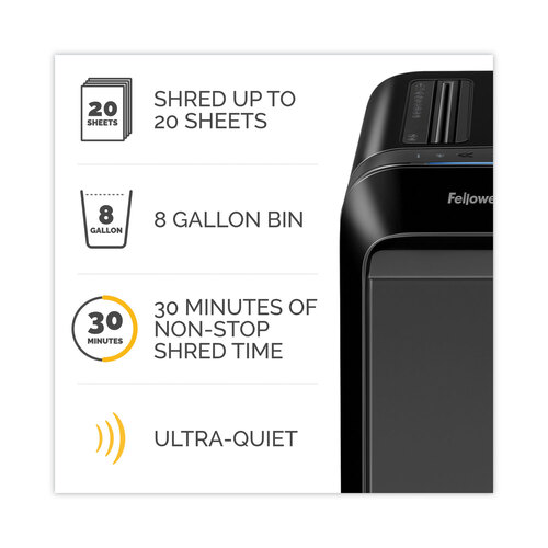 FEL5015401 - Fellowes - Powershred LX220 Micro-Cut Shredder, 20 Manual Sheet Capacity, Black