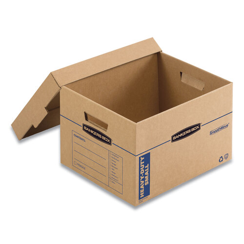 FEL7710201 - Fellowes - SmoothMove Maximum Strength Moving Boxes, Half Slotted Container (HSC), Small, 15&quot; x 15&quot; x 12&quot;, Brown/Blue, 8/Pack