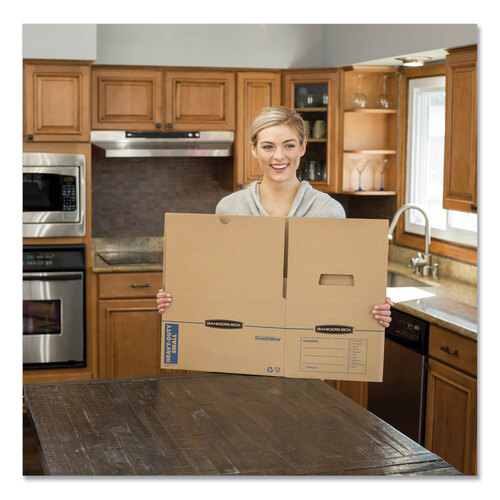 FEL7710301 - Fellowes - SmoothMove Maximum Strength Moving Boxes, Half Slotted Container (HSC), Medium, 12.25&quot; x 18.5&quot; x 12&quot;, Brown/Blue, 8/Pack