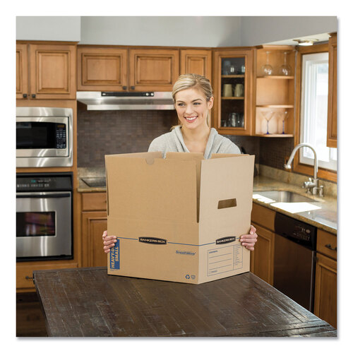 FEL7710301 - Fellowes - SmoothMove Maximum Strength Moving Boxes, Half Slotted Container (HSC), Medium, 12.25&quot; x 18.5&quot; x 12&quot;, Brown/Blue, 8/Pack