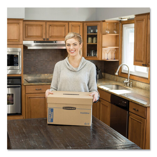 FEL7710301 - Fellowes - SmoothMove Maximum Strength Moving Boxes, Half Slotted Container (HSC), Medium, 12.25&quot; x 18.5&quot; x 12&quot;, Brown/Blue, 8/Pack