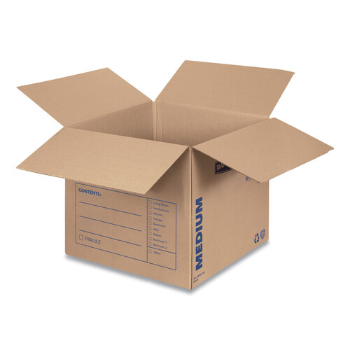 FEL7713901 - Fellowes - SmoothMove Basic Moving Boxes, Regular Slotted Container (RSC), Medium, 18&quot; x 18&quot; x 16&quot;, Brown/Blue, 20/Bundle