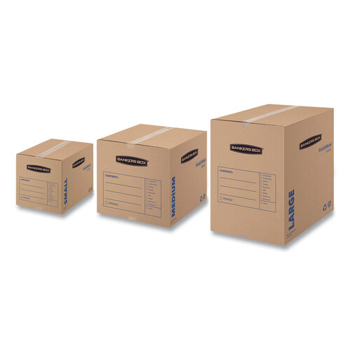 FEL7713901 - Fellowes - SmoothMove Basic Moving Boxes, Regular Slotted Container (RSC), Medium, 18&quot; x 18&quot; x 16&quot;, Brown/Blue, 20/Bundle
