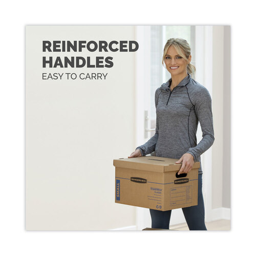 FEL7716401 - Fellowes - SmoothMove Classic Moving/Storage Box Kit, Half Slotted Container (HSC), Assorted Sizes: (8) Small, (4) Med, Brown/Blue,12/CT