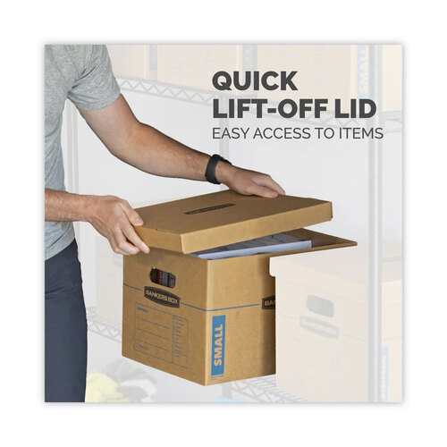 FEL7716401 - Fellowes - SmoothMove Classic Moving/Storage Box Kit, Half Slotted Container (HSC), Assorted Sizes: (8) Small, (4) Med, Brown/Blue,12/CT