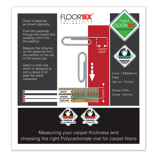 FLREC118923ER - Floortex - Cleartex Ultimat Polycarbonate Chair Mat for Low/Medium Pile Carpet, 35 x 47, Clear