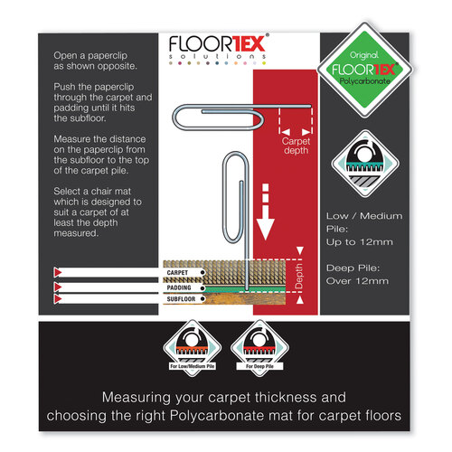 FLRER1115223ER - Floortex - Cleartex Ultimat Polycarbonate Chair Mat for Low/Medium Pile Carpet, 48 x 60, Clear